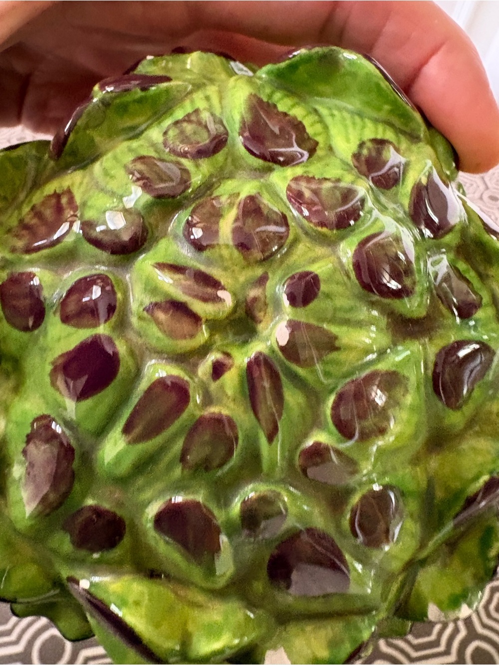 Hand-Painted Ceramic Artichoke Sculpture - Green - Picture 10 of 16